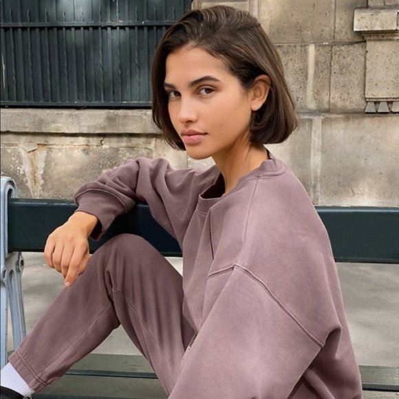 Zara Tops - Zara Sweatshirt Minimalist Normcore Cotton Crew Neck Mauve Pink M